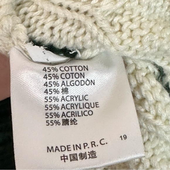 Brandy Melville Nikki Cable Knit Sweater Women XL Cotton Green White Oversized - Picture 14 of 14